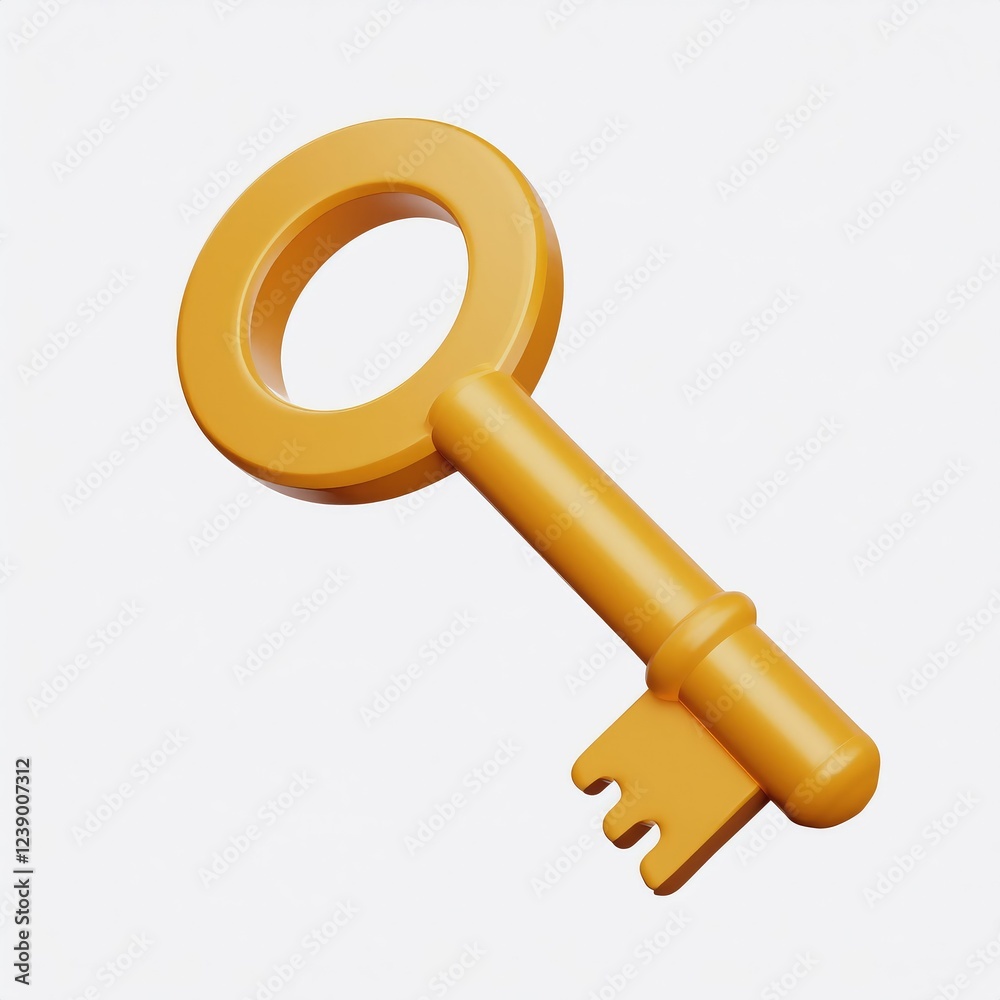 Golden Key: A Smooth, 3D Rendered Illustration Golden Key: A Smooth, 3D Rendered Illustration