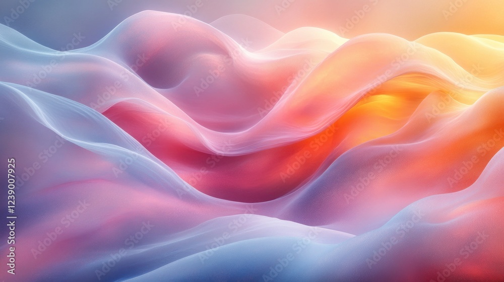 Fototapeta premium Pastel Iridescent Gradient Abstract Background with Soft Lighting and Flowing Lines