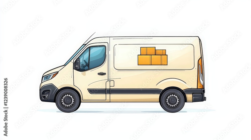 Delivery Van with Cargo Boxes Illustration for Transportation and Logistics Concepts Delivery Van with Cargo Boxes Illustration for Transportation and Logistics Concepts