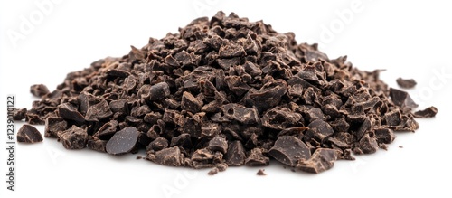 Wallpaper Mural Dark chocolate chips pile on white background with Copy Space for food and dessert related design concepts Torontodigital.ca