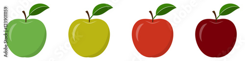 Apple icon. Set of simple multi-colored apples icons. Isolated apple symbol. Vector illustration