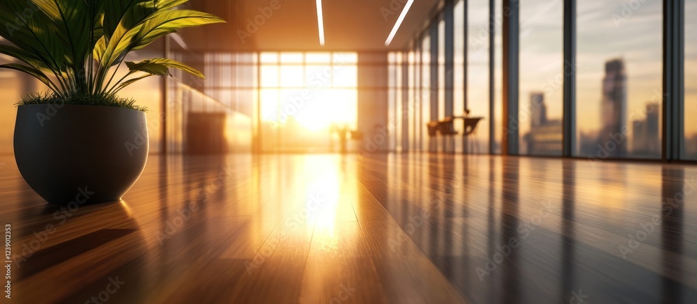 Sunset Glow in Modern Office Space Sunset Glow in Modern Office Space