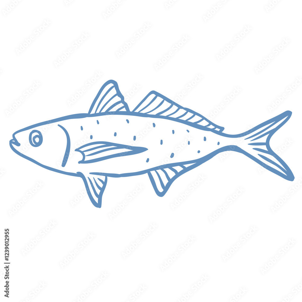 Fototapeta premium Line Art Illustration of Fish. Vector Graphic.