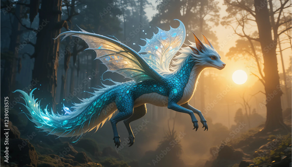 Blue Dragon created with Generative AI technology