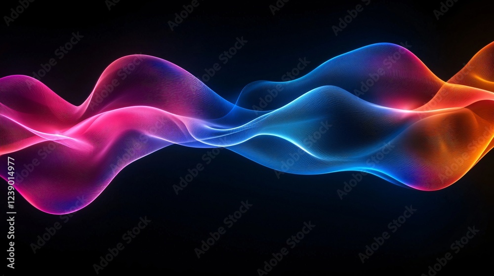 Abstract colorful waves, dark background, digital art, website header Abstract colorful waves, dark background, digital art, website header