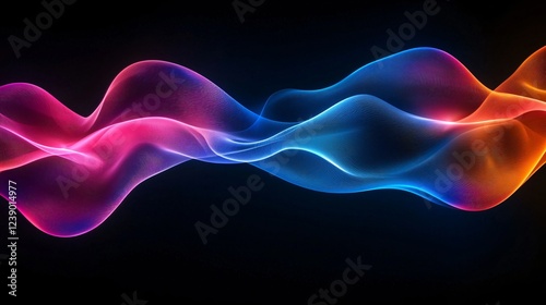 Abstract colorful waves, dark background, digital art, website header