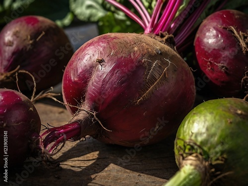 Fresh Organic Red Beet Harvest from the Garden Colorful Vegetables for Healthy Eating photo