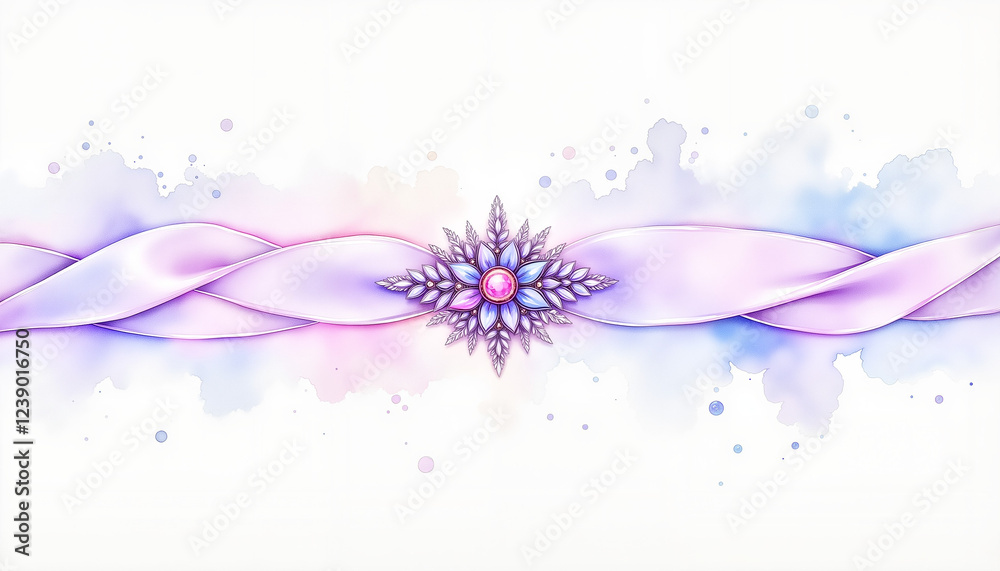 Obraz premium Satin bridal sash with beadwork on pastel background, elegance defined