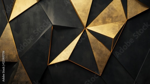Abstract black and gold geometric textured background.