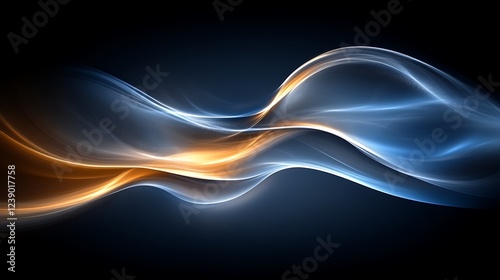 Abstract Blue and Orange Light Waves Flowing