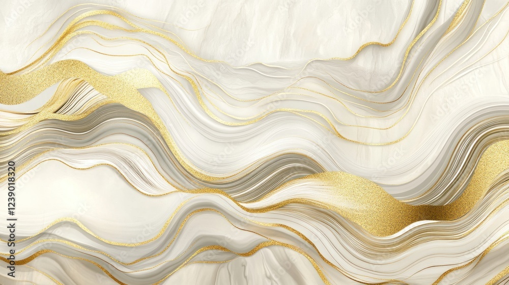 Obraz premium Abstract gold and white marble wave texture.