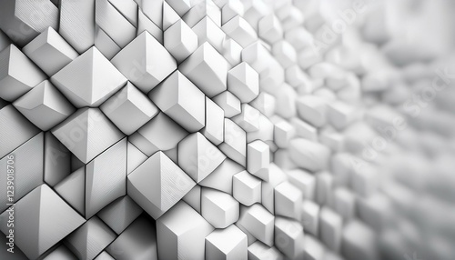 abstract 3d white cube boxes with random shifting patterns geometric block design for background wallpaper or banner with copy space