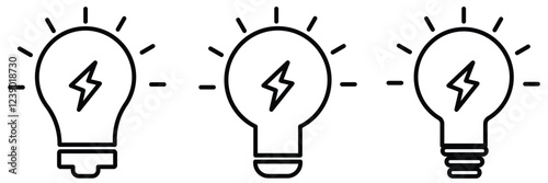 Light bulb icon. Idea symbol. Electric lamp vector illustration. Electric power sign. Shining light bulb pictogram.