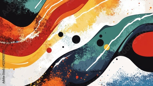 Abstract Colorful Swirls And Splashes Design
