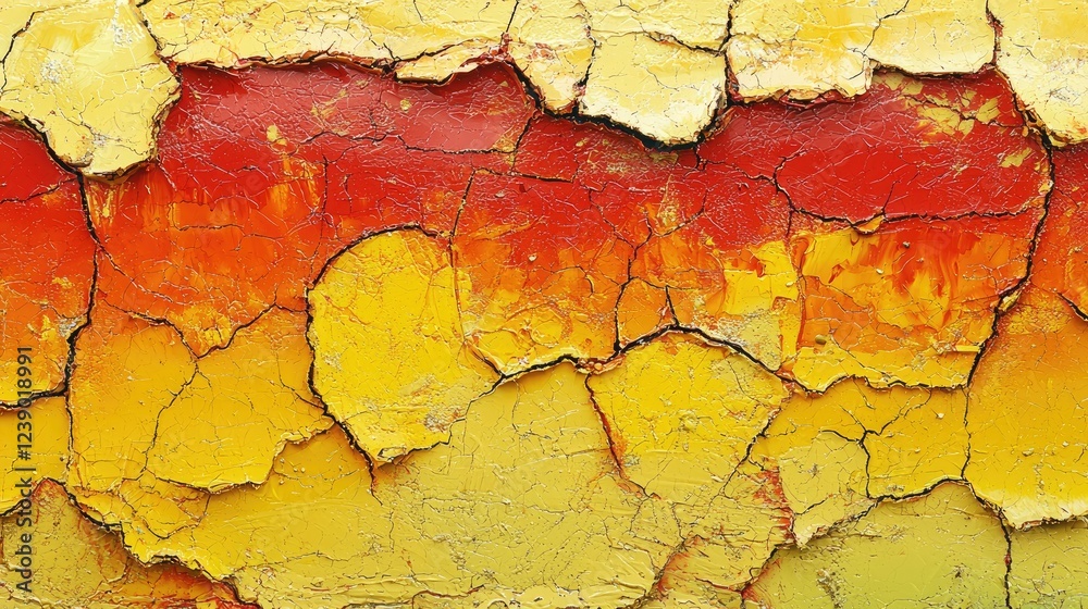 Obraz premium Abstract Yellow and Red Cracked Paint Texture