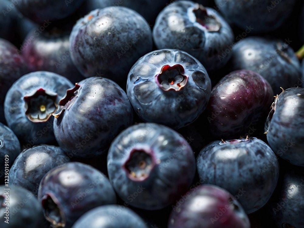 Fototapeta premium Fresh Organic Blueberries Close-Up Healthy Snack and Superfood Background