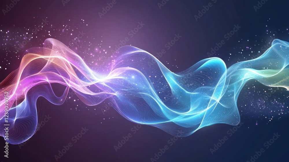 Obraz premium Abstract colorful glowing wave with particles.