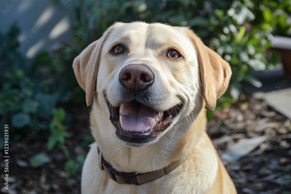 Closeup of a very happy, smiling dog on a white background Closeup of a very happy, smiling dog on a white background
