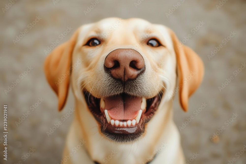Closeup of a very happy, smiling dog on a white background Closeup of a very happy, smiling dog on a white background