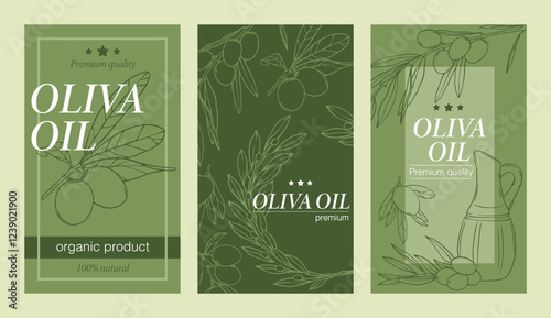 Olive oil and olives banners, labels. Hand drawn vector illustration.