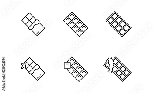 Set of Chocolate Outline icon, Editable Stroke