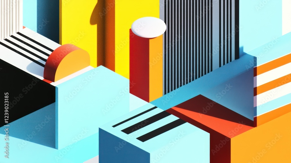Abstract geometric shapes in vibrant colors, creating a dynamic composition. Abstract geometric shapes in vibrant colors, creating a dynamic composition.