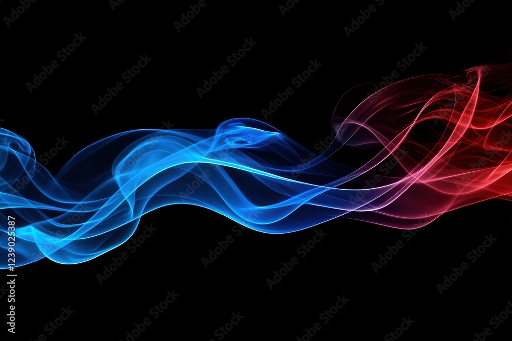 Naklejka premium Red and blue smoke effects displayed against a dark black background