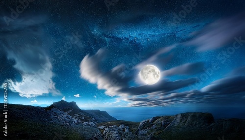 clouds inside the quate night time and moonlight
