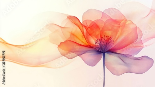 Abstract watercolor flower with flowing smoke-like design.