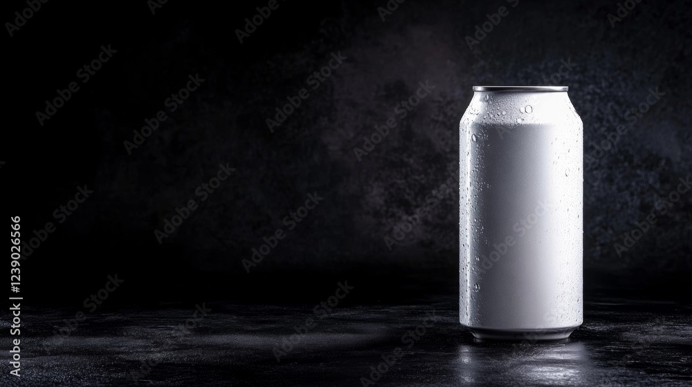 Minimalist aluminum beer can with blank label on dark background for branding mockup and design ideas Minimalist aluminum beer can with blank label on dark background for branding mockup and design ideas