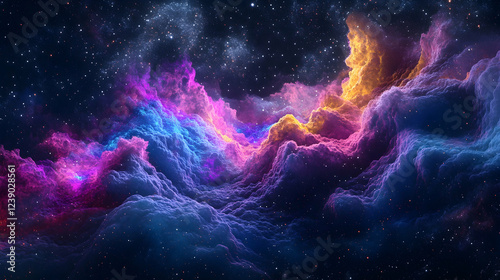 A 3D neon galaxy in ultraviolet and cosmic black, psychedelic and vast