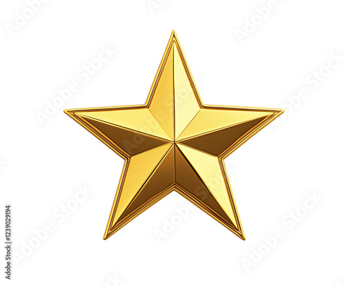 Gold star design, perfect for awards or recognition, isolated on a PNG transparent background.