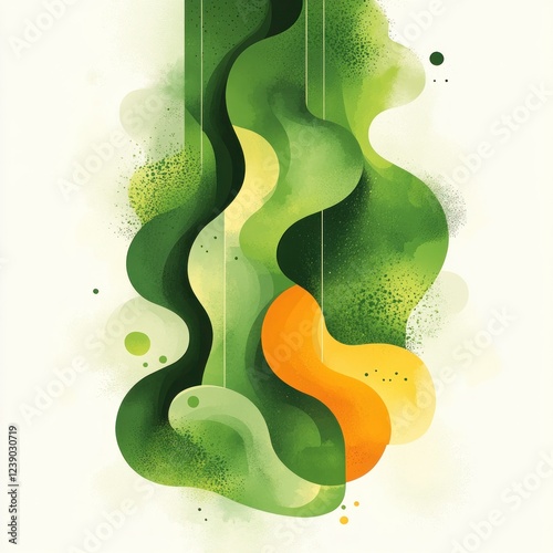 Minimalist Probiotics Logo Design Green Shapes Abstract Bacteria Healthy Nutrition
