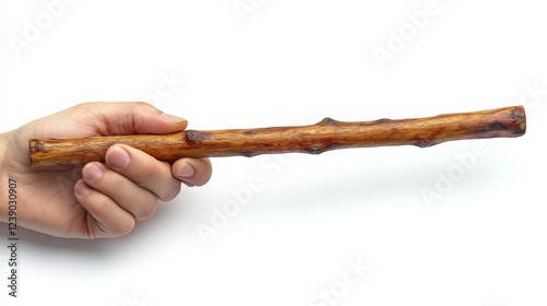 Hand Holding a Smooth, Polished Wooden Branch: A Natural, Rustic, and Textured Piece