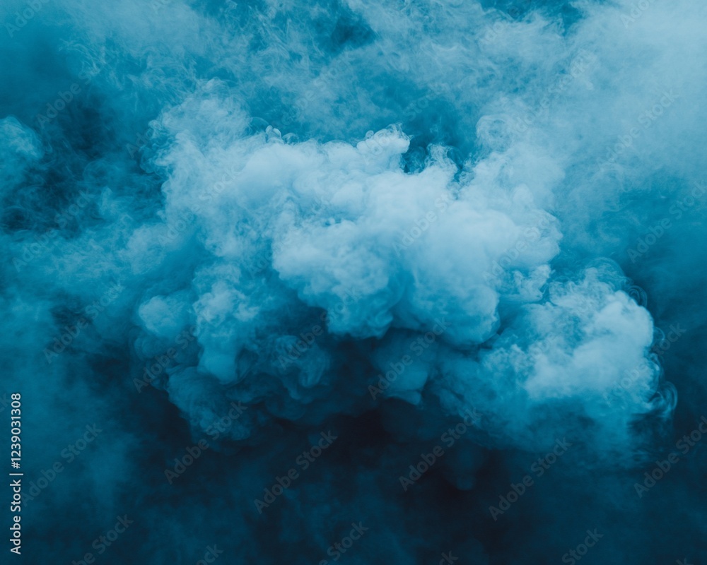 Naklejka premium Blue smoke plume, outdoor, dark background, abstract art