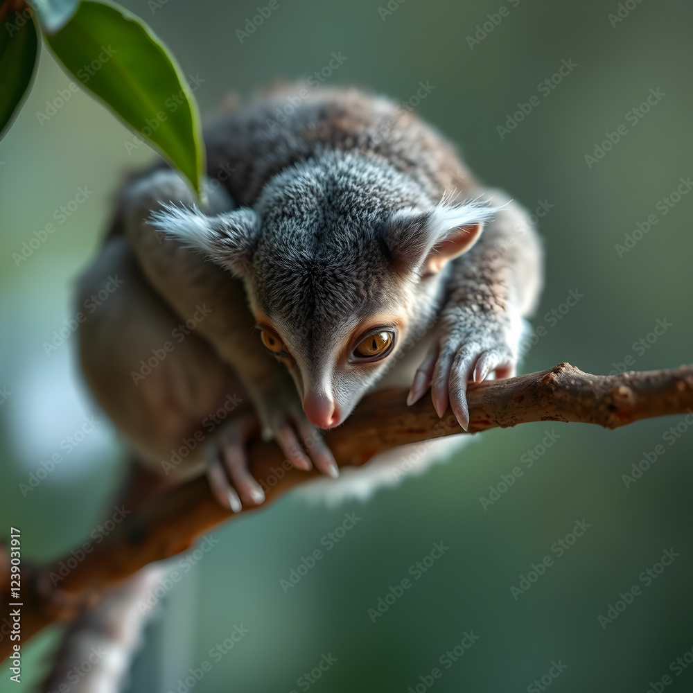 Obraz premium A Grey Loris lydekkerinids Head-on blank background