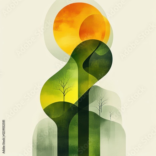 Probiotics Abstract Shapes Modern Minimalist Logo Design Healthy Nutrition Bacteria Microflora Icon