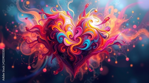 Wallpaper Mural Vibrant Colorful Heart Abstract Art Digital Painting Torontodigital.ca