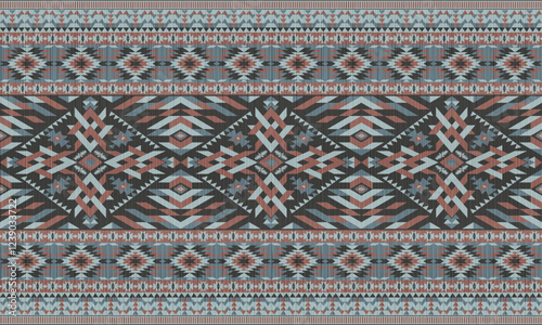 American tribal ethnic native pattern.Traditional Navajo,Aztec,Apache,Southwest and Mexican style fabric pattern.Abstract vector motifs pattern.For fabric,clothing,blanket,carpet,woven,wrap,decoration