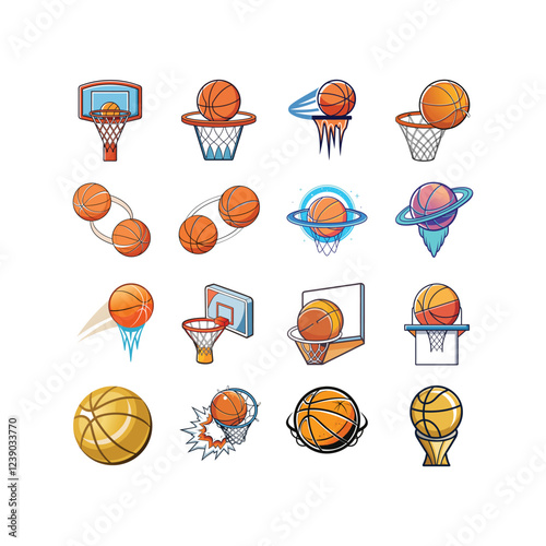 Basketball Icon Set Vector Illustration

