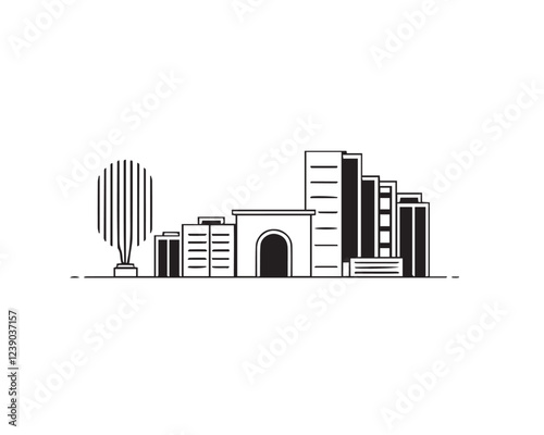 Black and white line art web icons creative business solutions strong contrasts deep shadows timeless elegant clear background, Vector.