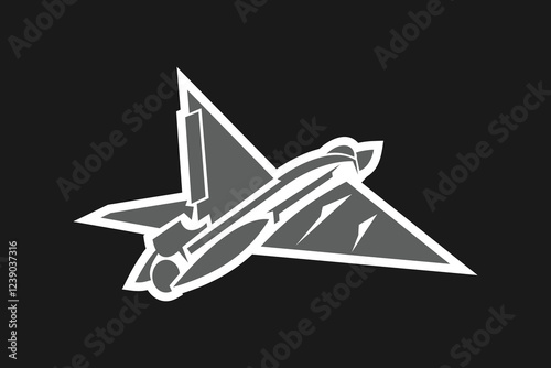 American cold war fighter plane vector illustration. simple aircraft logo, military equipment.