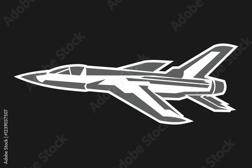 American cold war fighter plane vector illustration. simple aircraft logo, military equipment.