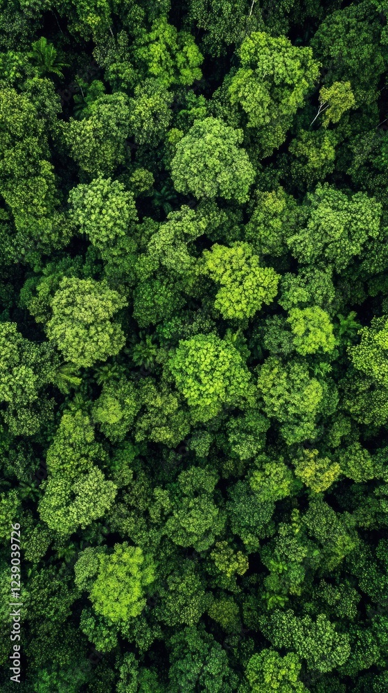 Lush Green Forest Canopy with Diverse Tree Foliage from Above Lush Green Forest Canopy with Diverse Tree Foliage from Above