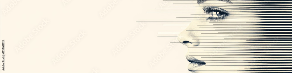 Fototapeta premium Abstract artistic portrait of a woman with a halftone line effect