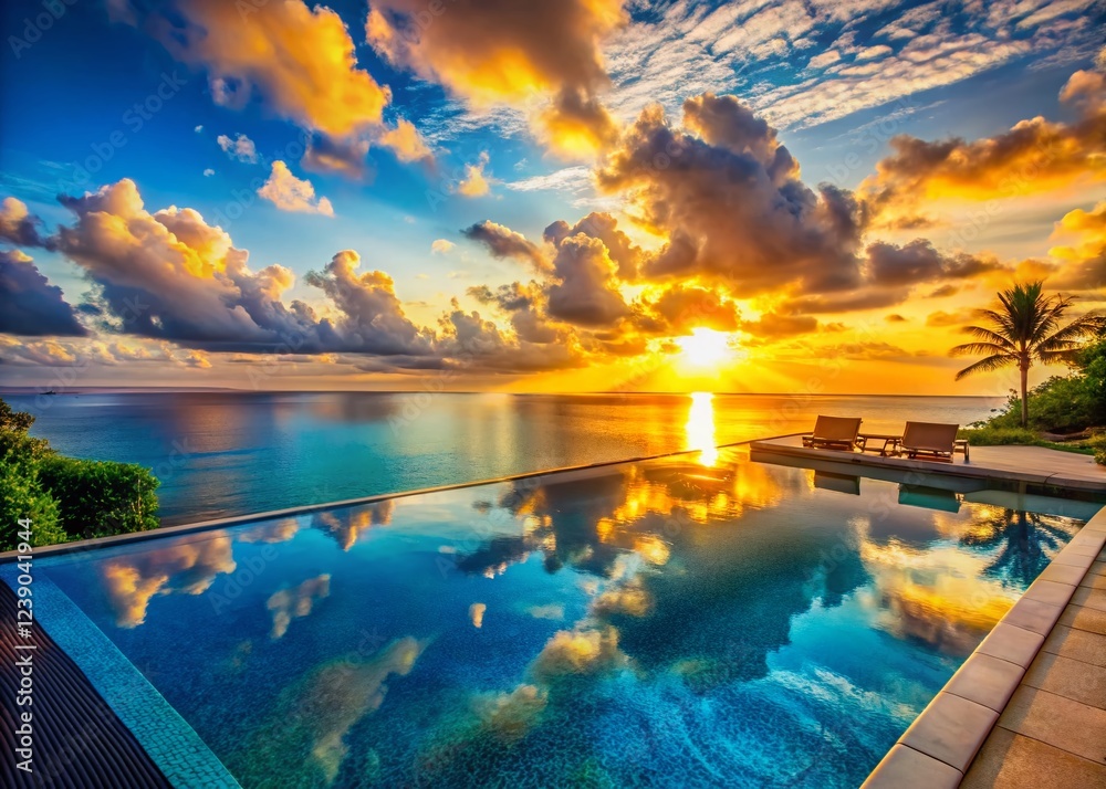 custom made wallpaper toronto digitalLuxury Oceanfront Resort Infinity Pool at Sunrise: Breathtaking Aerial View