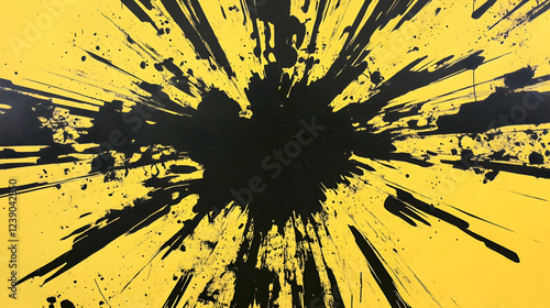 Abstract starbursts in lemon yellow and pitch black, bold and explosive