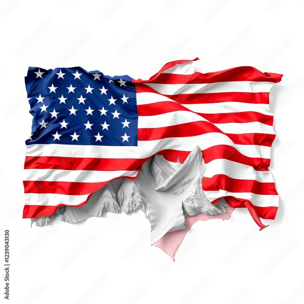 Fototapeta premium Digital Distortion: American Flag Melts into Virtual Realm