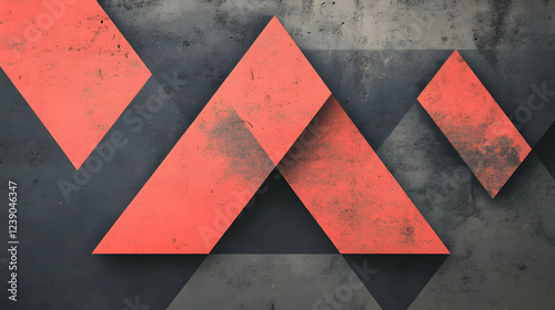 Minimalist triangles in coral and slate, angular and balanced photo