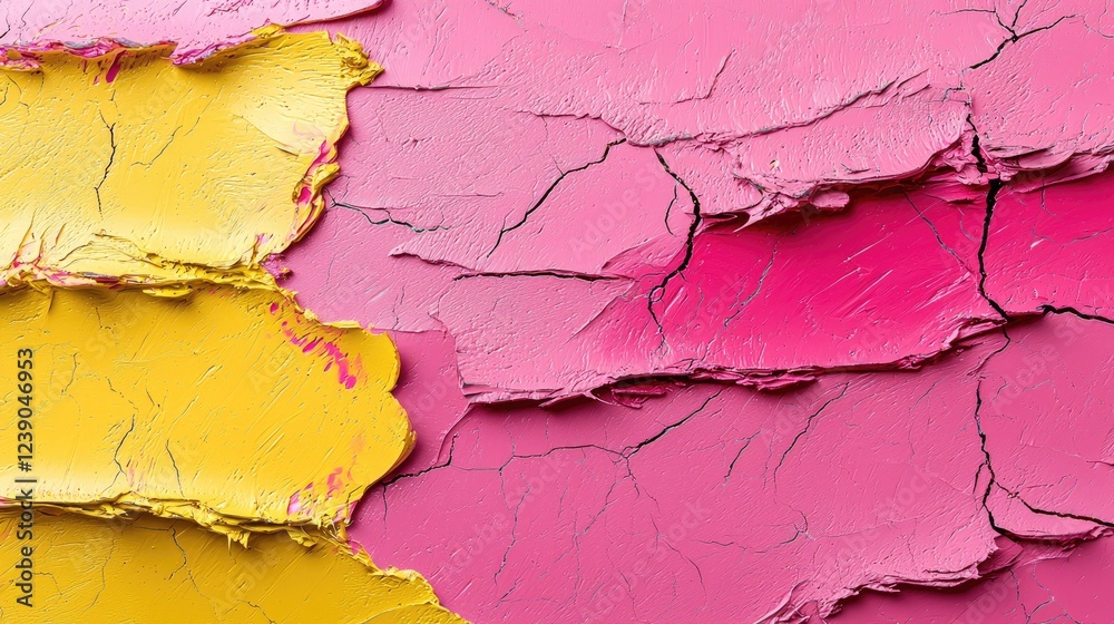 Abstract Paint Texture Yellow Pink Cracked Surface Abstract Paint Texture Yellow Pink Cracked Surface